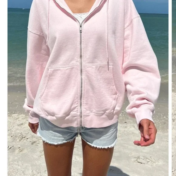 Brandy Melville Christy Zip-Up Gray Hoodie {315} - Picture 11 of 15